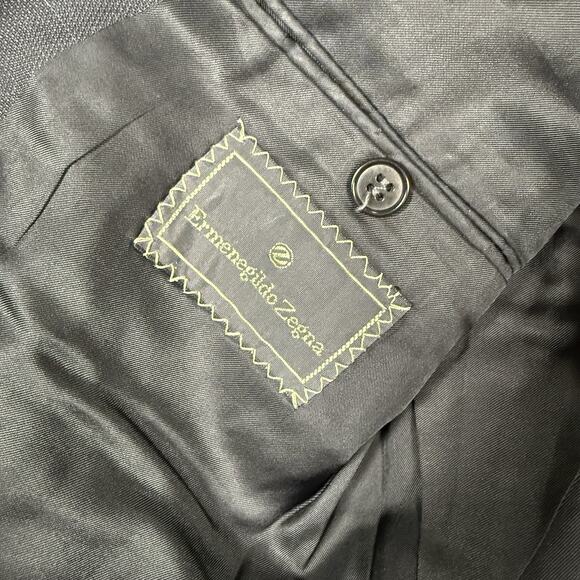 VTG Ermenegildo Zegna Wool Windowpane Double Breasted Suit Jacket Blazer 40R - Picture 6 of 12